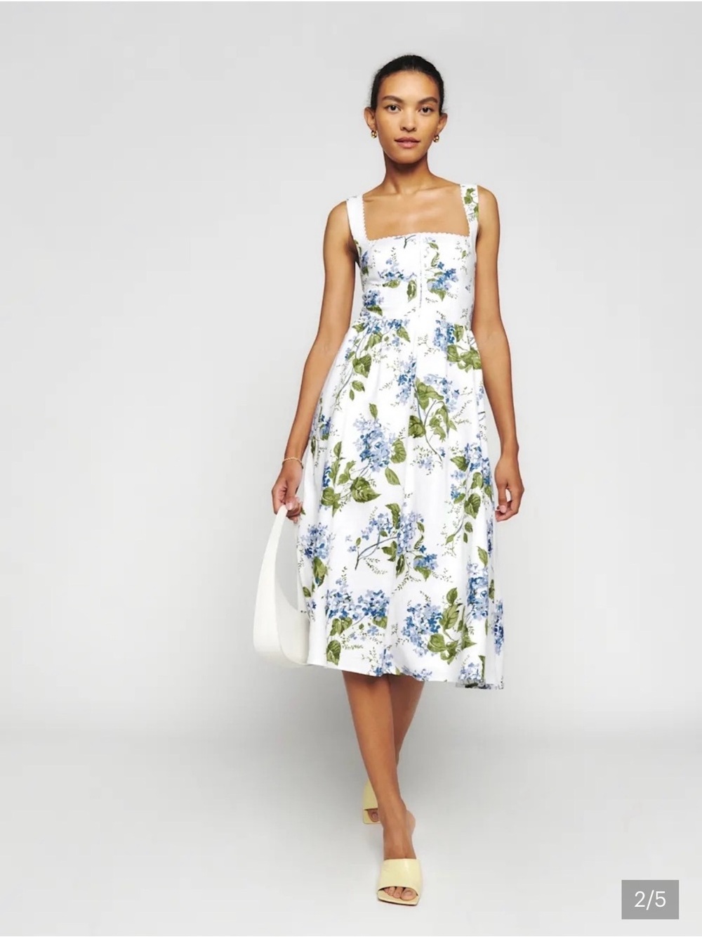 Reformation Tagliatella Linen Dress—Color Riviera